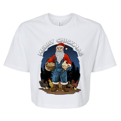 Merry Chickmas Chicken Funny Farmer Farming Christmas Santa Gift Bella+Canvas Jersey Crop Tee