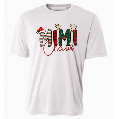 Mimi Claus Christmas Santa Hat Reindeer Grandma Grandkids Cooling Performance Crew T-Shirt