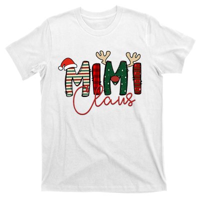 Mimi Claus Christmas Santa Hat Reindeer Grandma Grandkids T-Shirt