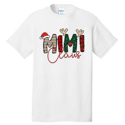 Mimi Claus Christmas Santa Hat Reindeer Grandma Grandkids Tall T-Shirt