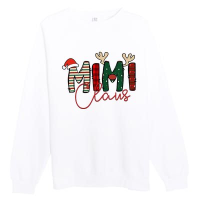 Mimi Claus Christmas Santa Hat Reindeer Grandma Grandkids Premium Crewneck Sweatshirt