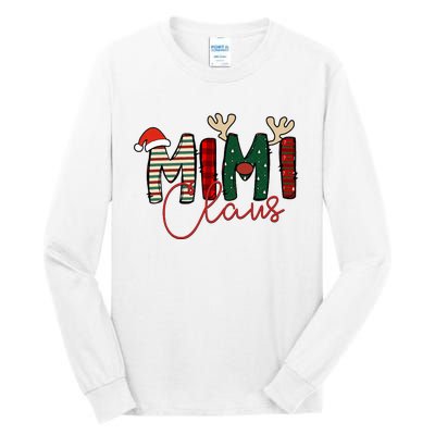 Mimi Claus Christmas Santa Hat Reindeer Grandma Grandkids Tall Long Sleeve T-Shirt