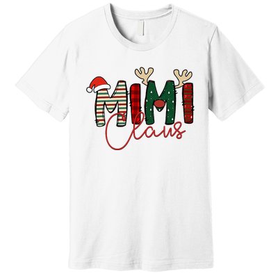 Mimi Claus Christmas Santa Hat Reindeer Grandma Grandkids Premium T-Shirt