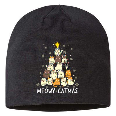 Meowy Catmas Cat Christmas Tree Xmas Funny Santa Sustainable Beanie