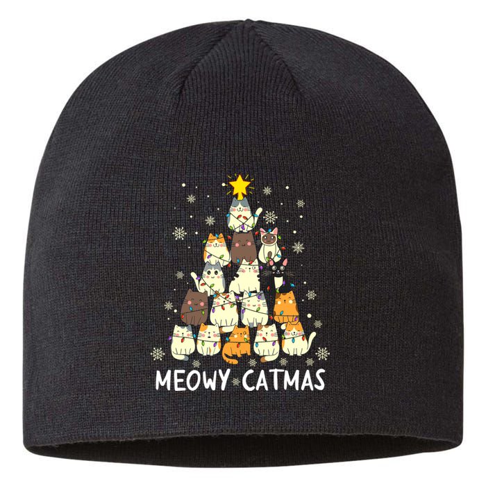 Meowy Catmas Cat Christmas Tree Xmas Funny Santa Sustainable Beanie