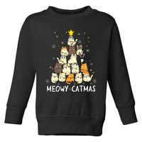 Meowy Catmas Cat Christmas Tree Xmas Funny Santa Toddler Sweatshirt