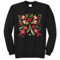 Merry Christmas Cute Red Plaid Coquette Bow Xmas Gift Sweatshirt