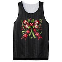 Merry Christmas Cute Red Plaid Coquette Bow Xmas Gift Mesh Reversible Basketball Jersey Tank