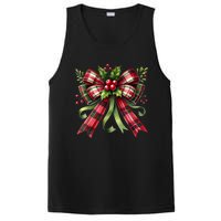 Merry Christmas Cute Red Plaid Coquette Bow Xmas Gift PosiCharge Competitor Tank