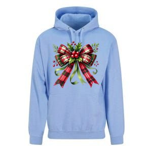 Merry Christmas Cute Red Plaid Coquette Bow Xmas Gift Unisex Surf Hoodie