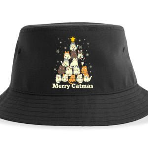 Merry Catmas Cat Lover Christmas Long Sleeve Sustainable Bucket Hat