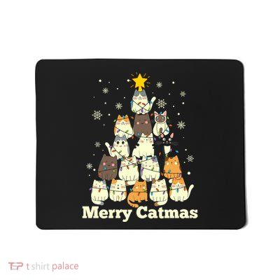 Merry Catmas Cat Lover Christmas Long Sleeve Mousepad