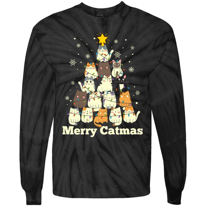 Merry Catmas Cat Lover Christmas Long Sleeve Tie-Dye Long Sleeve Shirt