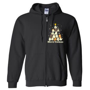 Merry Catmas Cat Lover Christmas Long Sleeve Full Zip Hoodie