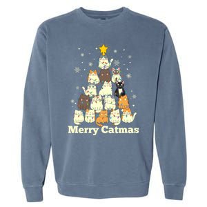 Merry Catmas Cat Lover Christmas Long Sleeve Garment-Dyed Sweatshirt