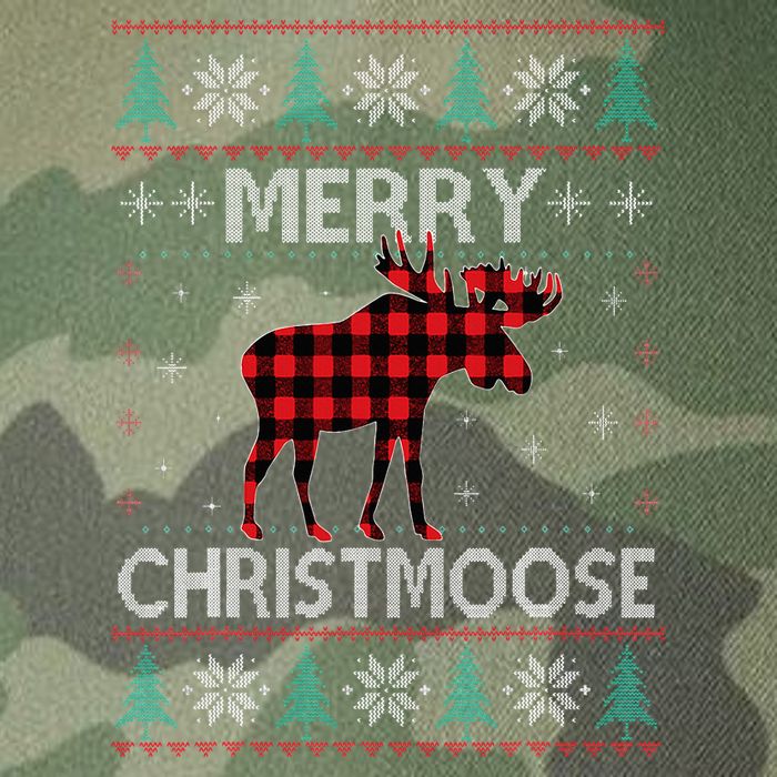 Merry Christmoose Christmas Moose Red Plaid Ugly Sweater Legacy Tie Dye Trucker Hat