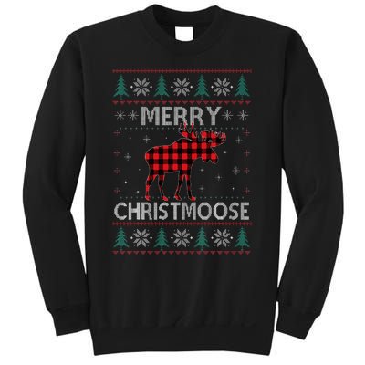 Merry Christmoose Christmas Moose Red Plaid Ugly Sweater Sweatshirt