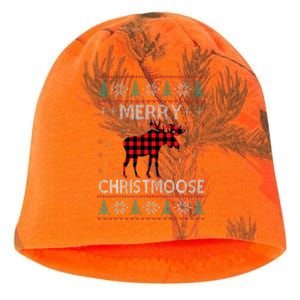 Merry Christmoose Christmas Moose Red Plaid Ugly Sweater Kati - Camo Knit Beanie