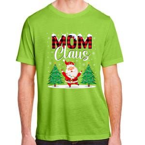 Mom Claus Christmas Tree Lights Mama Red Plaid Santa Pajamas Gift Adult ChromaSoft Performance T-Shirt