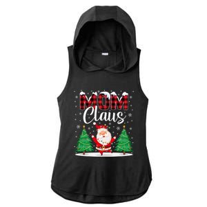 Mom Claus Christmas Tree Lights Mama Red Plaid Santa Pajamas Gift Ladies PosiCharge Tri-Blend Wicking Draft Hoodie Tank