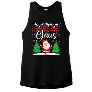 Mom Claus Christmas Tree Lights Mama Red Plaid Santa Pajamas Gift Ladies PosiCharge Tri-Blend Wicking Tank