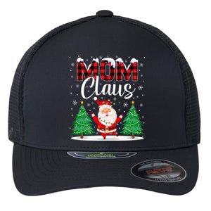 Mom Claus Christmas Tree Lights Mama Red Plaid Santa Pajamas Gift Flexfit Unipanel Trucker Cap