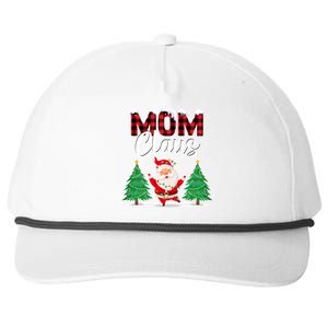 Mom Claus Christmas Tree Lights Mama Red Plaid Santa Pajamas Gift Snapback Five-Panel Rope Hat