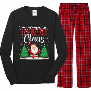 Mom Claus Christmas Tree Lights Mama Red Plaid Santa Pajamas Gift Long Sleeve Pajama Set