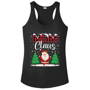 Mom Claus Christmas Tree Lights Mama Red Plaid Santa Pajamas Gift Ladies PosiCharge Competitor Racerback Tank