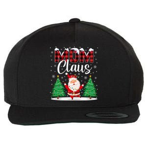 Mom Claus Christmas Tree Lights Mama Red Plaid Santa Pajamas Gift Wool Snapback Cap