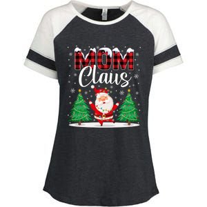 Mom Claus Christmas Tree Lights Mama Red Plaid Santa Pajamas Gift Enza Ladies Jersey Colorblock Tee