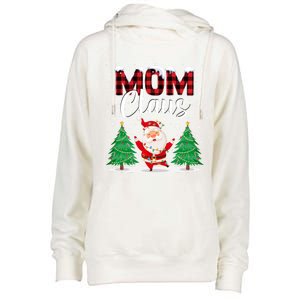 Mom Claus Christmas Tree Lights Mama Red Plaid Santa Pajamas Gift Womens Funnel Neck Pullover Hood