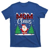 Mom Claus Christmas Tree Lights Mama Red Plaid Santa Pajamas Gift T-Shirt