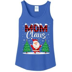 Mom Claus Christmas Tree Lights Mama Red Plaid Santa Pajamas Gift Ladies Essential Tank