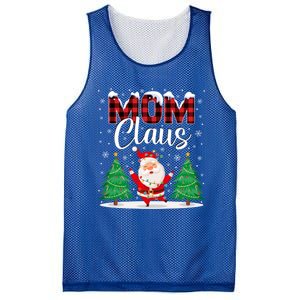 Mom Claus Christmas Tree Lights Mama Red Plaid Santa Pajamas Gift Mesh Reversible Basketball Jersey Tank