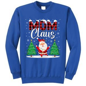 Mom Claus Christmas Tree Lights Mama Red Plaid Santa Pajamas Gift Tall Sweatshirt