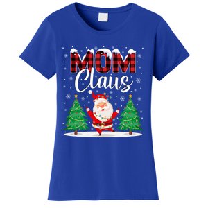 Mom Claus Christmas Tree Lights Mama Red Plaid Santa Pajamas Gift Women's T-Shirt