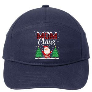 Mom Claus Christmas Tree Lights Mama Red Plaid Santa Pajamas Gift 7-Panel Snapback Hat