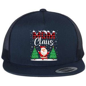 Mom Claus Christmas Tree Lights Mama Red Plaid Santa Pajamas Gift Flat Bill Trucker Hat