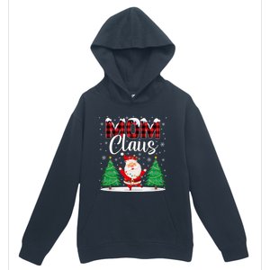 Mom Claus Christmas Tree Lights Mama Red Plaid Santa Pajamas Gift Urban Pullover Hoodie