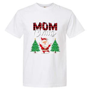 Mom Claus Christmas Tree Lights Mama Red Plaid Santa Pajamas Gift Garment-Dyed Heavyweight T-Shirt