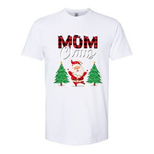 Mom Claus Christmas Tree Lights Mama Red Plaid Santa Pajamas Gift Softstyle CVC T-Shirt