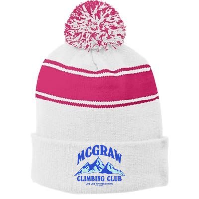 Mcgraw Climbing Club Funny Stripe Pom Pom Beanie