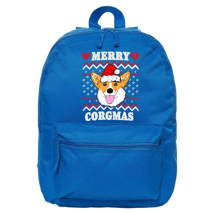 Merry Corgmas Corgi Christmas Dog Mom Xmas Ugly Sweater Cute Gift 16 in Basic Backpack