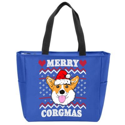 Merry Corgmas Corgi Christmas Dog Mom Xmas Ugly Sweater Cute Gift Zip Tote Bag