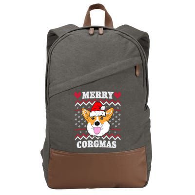 Merry Corgmas Corgi Christmas Dog Mom Xmas Ugly Sweater Cute Gift Cotton Canvas Backpack