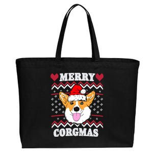 Merry Corgmas Corgi Christmas Dog Mom Xmas Ugly Sweater Cute Gift Cotton Canvas Jumbo Tote