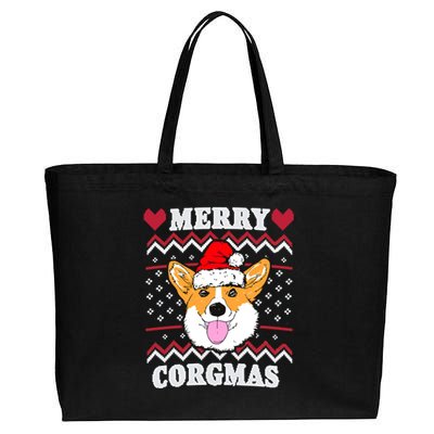 Merry Corgmas Corgi Christmas Dog Mom Xmas Ugly Sweater Cute Gift Cotton Canvas Jumbo Tote