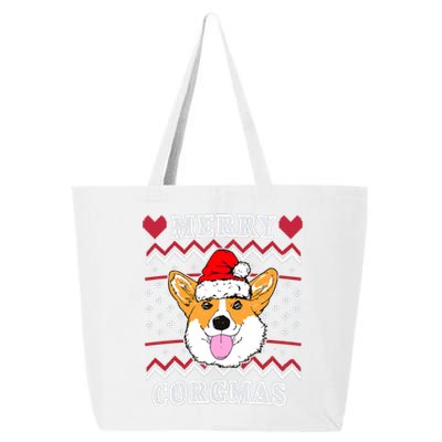 Merry Corgmas Corgi Christmas Dog Mom Xmas Ugly Sweater Cute Gift 25L Jumbo Tote