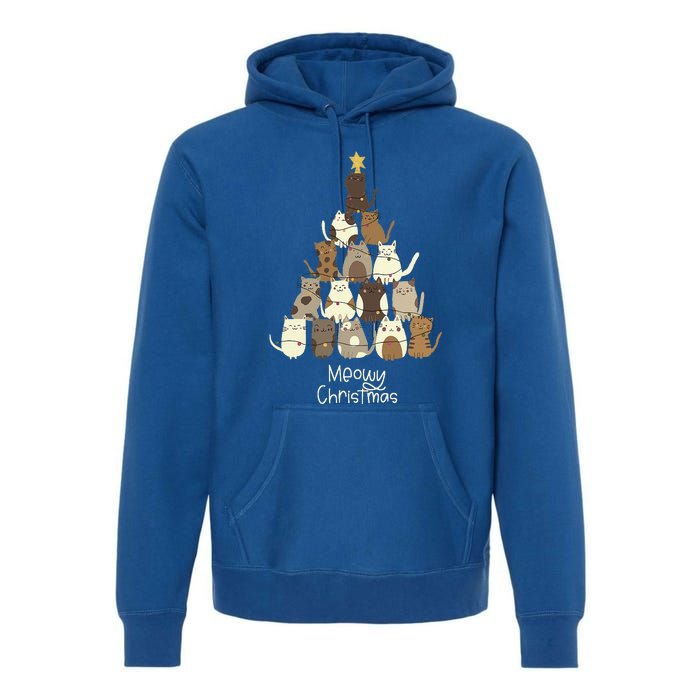 Meowy Christmas Cat Lover Christmas  Premium Hoodie